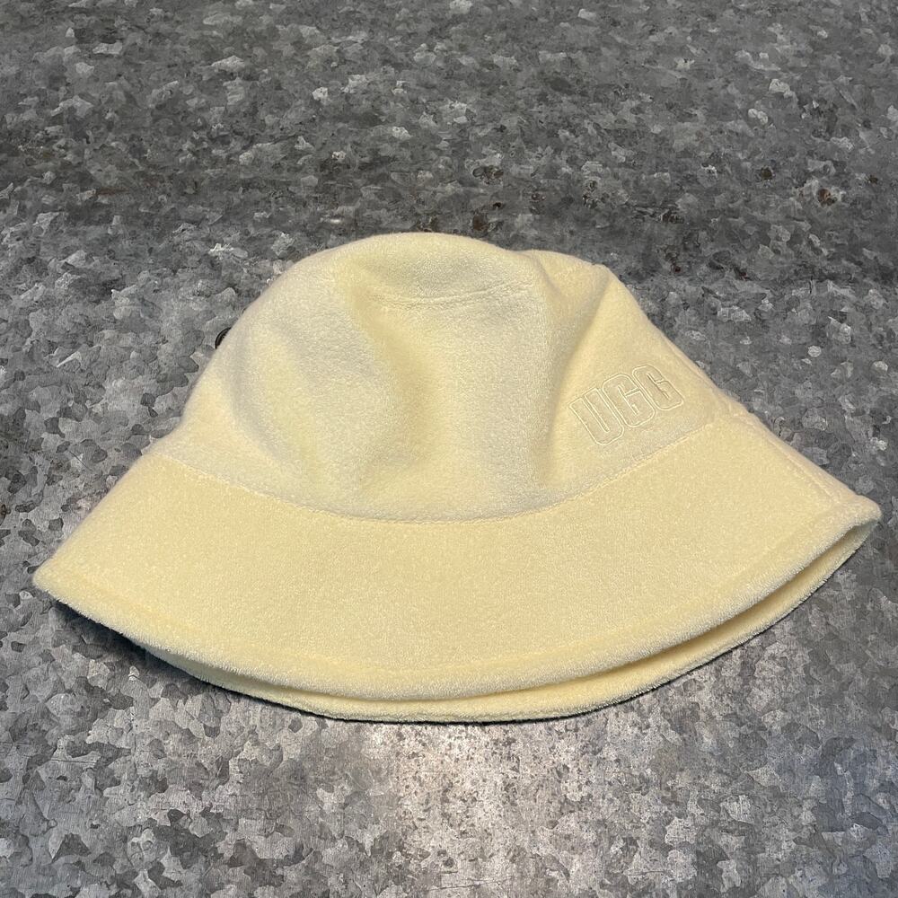 NEW UGG Womens Terry Cloth Bucket Hat L/XL Honeycomb Soft Yellow Logo - Picture 2 of 14